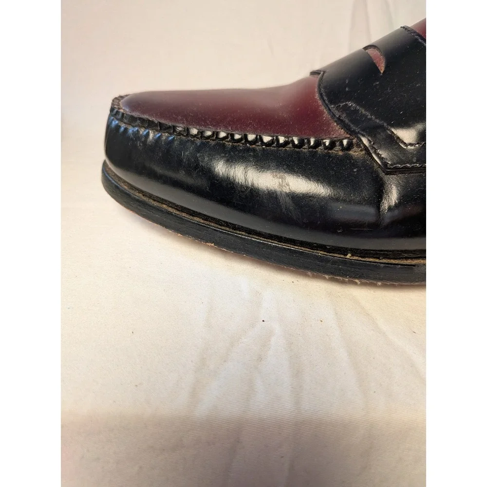 GH Bass Weejuns Mens Penny Loafers Black Burgundy Leather 11.5 D 1936 640